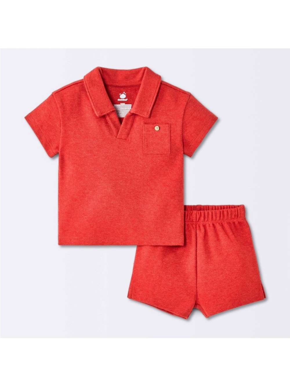 Kids Short Sleeve Polo & Shorts Set - Red
